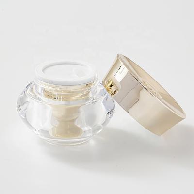 China Cream Jar Fashion Luxury Style 30g 50g Skincare Cream Container Cosmetic Plastic Cream Jar for Skincare Empty Cosmetic Crystal Gold J for sale