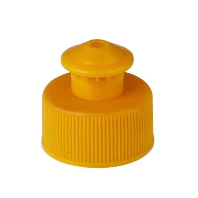 China Non Spill Customized 24/410 Screw Push Pull Cap Plastic Sports Cap for sale