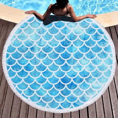 China Hot viable custom design print circle sandfree microfiber printed round beach towel sale new for summer for sale