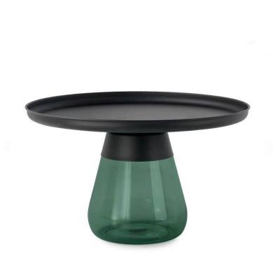 China (Other) Adjustable Modern Simple Round Metal Top Coffee Drop Shape Table For Tea Center Low Glass Side Coffee Table for sale