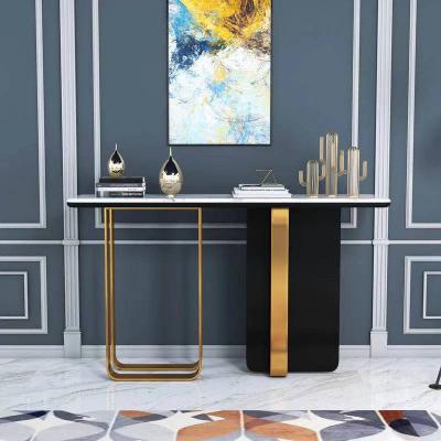 China Hot Selling Luxury Hallway Marble Stainless Steel Console Table (Other) Adjustable For Living Room Furniture Corner Table for sale