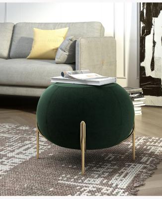 China Stable Modern Round Cushion Velvet Upholstered Low Stool And Stool Living Room Furniture Home Ottoman for sale