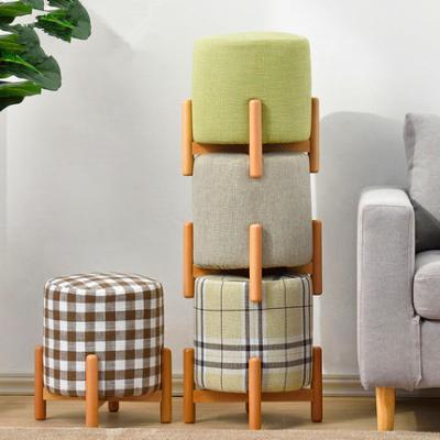 China Wholesale Adjustable (Height) Round Fabric Wood Stool Stool For Height Adjustable Stool for sale