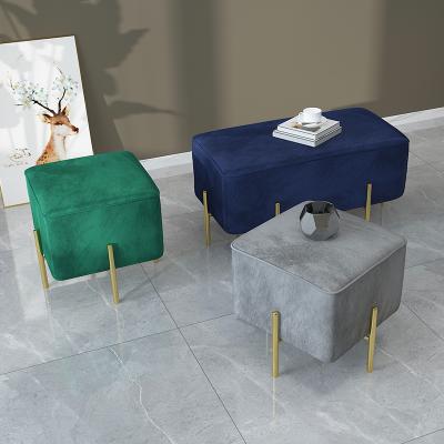 China (Other) Nordic Adjustable Mini Ottoman Stool Soft Bench Bedroom Furniture Fabric Velvet Stool for sale