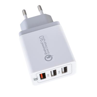 China Hot Mobile Phone US/UK 30W EU Plug 5V2.4A 3 USB Charger QC3.0 Travel Wall Fast Charger for sale