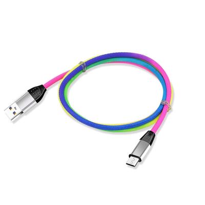 China 2020 Hot Selling Colorful Nylon Braided Mobile Phone Cable For Mobile Phone Use Rainbow Nylon Data Cable Micro-USB USB Type for sale