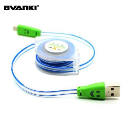 China Video Game Player Tangle Free Retractable Rainbow Led Light Lamp Micro USB Charger Sync Data Cable For Galaxy S6 S3 S4 For Smart Phone for sale