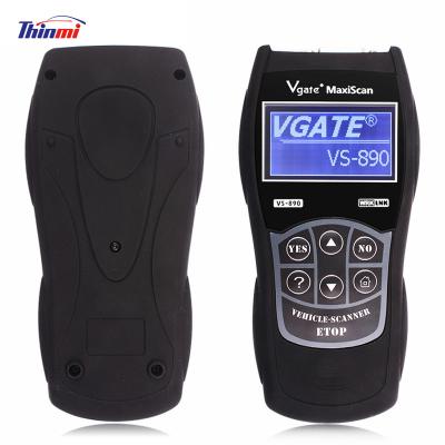 China All OBDII Protocol Vehicle factory price vgate vs890 update eobd obd2 code reader big screen HD for all cars truck bus DTC code read and scan clear for sale