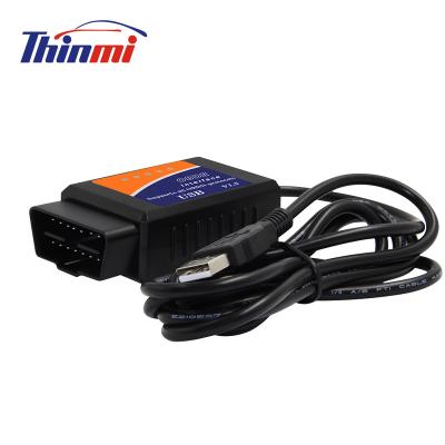 China All OBDII Compliant Vehicles ELM327 OBD2 USB Car Fault Scanner OBD2 Diagnostic Tools For All Cars Chip 25K80 V1.5 for sale