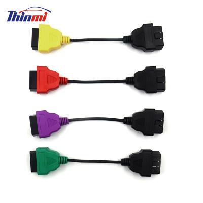 China All OBDII Protocol Multi Color Vehicle OBD2 Fiat ECU Scan Adapter Cable Bundle Four Pieces for sale