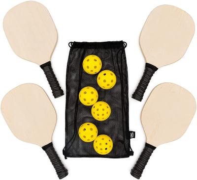 China Sports Toy Wood Pickleball Paddle Set includes 2 Wooden Pickleball Paddles, 4 Pickleballs and 1 Carry Bag for sale