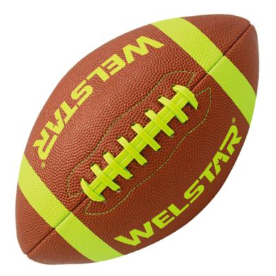 China New Design Professional Machine Stitched American Football Stripe American Football Training Ball Fluorescent High Quality Leather for sale