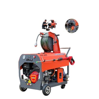 China Electric Ignition Start AMJ Hand Thrust Sewer Machine 200bar-40LPM Gasoline Sewer Injection Machine Pressure Sewer Cleaning Machine for sale