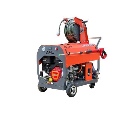 China Electric Ignition Start AMJ Hand Thrust Sewer Machine 200bar-40LPM Gasoline Sewer Injection Machine Pressure Sewer Cleaning Machine for sale