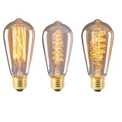 China Vintage Filament Bulb A60 ST58 ST64 T10 T45 T185 G80 G95 Retro Bulb E27 220V 40W Indoor Lighting Incandescent Spiral Tungsten Lamp for sale