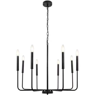 China Modern Rustic Candle Iron Chandelier With Black Brass Finish For Kitchen Living Room for sale