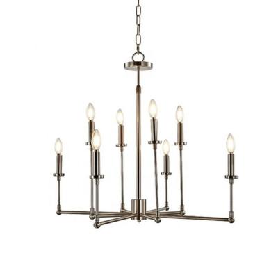 China Post Modern Vintage Metal Mount Ceiling 8 Lights Silver Dining Room Chandelier for sale