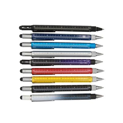 China Promotional Pen 6 in 1 Stylus Tip Ruler Level Styluspen Screwdriver Metal Gift Tool School for sale