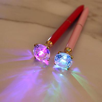 China office & Luminous Tip Pen Set Wholesale Custom Logo Metal Diamond Pen Fashion Office Supplies Luminous Pen 2020 New School Big for sale