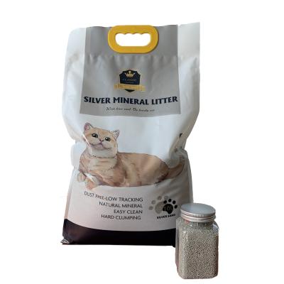 China Viable Silver Cat Litter Silver Mineral Cat Dustproof 1-2mm Mineral Trash for sale