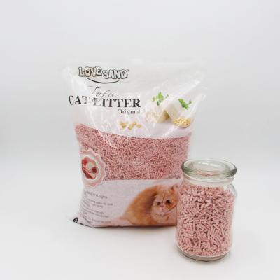 China Sustainable Pet Factory OEM Cat Product Natural Eco Green Tea Cat Litter Tofu Cat Litter Peach for sale