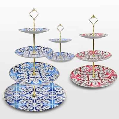 China Viable Wholesale Fine Bone China 4 Tier JINTCH Food Serving Stands Decoration Wedding Cake Ceramic Racks for sale