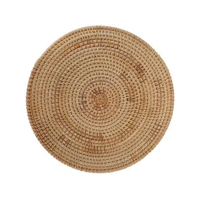 China Wholesale Viable Western Woven Rattan Round Christmas Wicker Kitchen Place Mat Wood Place Mat For Dining Table for sale