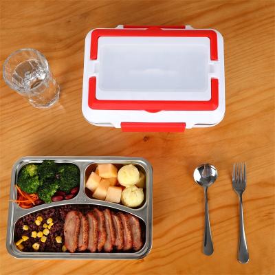 China 2 in1 Sustainable Electric Heated Lunch Box Portable 2 in 1 Car& Home US Plug/EU Plug Bento Boxes Stainless Steel Food Container for sale