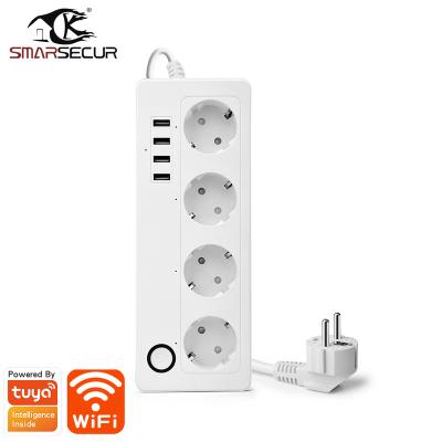 China Commercial Remote App Remote Control Smart Phone Tuya Usb Extension EU Plug {Manufacturer} EU Plug Wifi Power Strip for sale