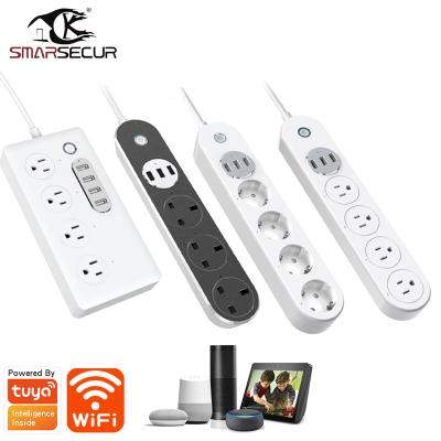 China Smart Wifi Power Strip {Manufacturer} Tuya Works With Alexa Google Home Smart Plug USB WiFi Multi Protector Outlet Supplement for sale