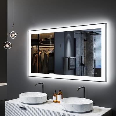 China Smart Magnifying Electronic Defog Led 3 Color Bathroom Horizontal Hanging Variable Tempered Bathroom Mirror for sale