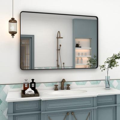 China high clear reflection & No Deformations Farmhouse Decor Bathroom Wall Mirror Tempered Glasses Washroom Metal Frame Home Mirror for sale