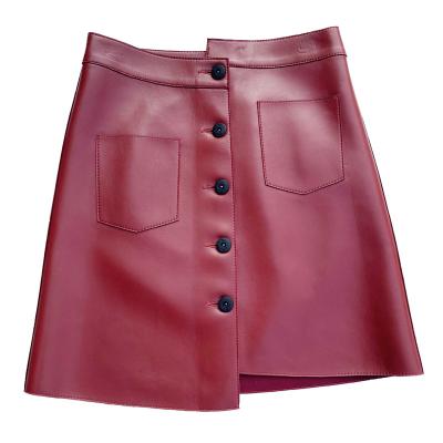 China Fladas Mujer Saia Feminina 2022 Summer Clothes Breathable Genuine Sheepskin Black Black/Hip Line A Irregular Wrap Mini Etekler Wine Red for sale