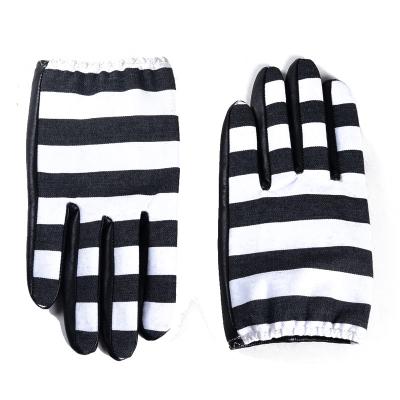 China Simple Male Black White Striped Winter Denim Goat Skin Casual Leather Gloves Touch Screen Gloves For Men for sale