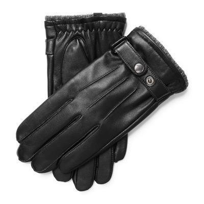 China Hole New Autumn And Winter Knitted Gloves With Leather Coating Soft Warm Gloves For Men for sale