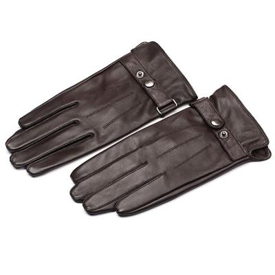 China Simple Winter Touch Screen Male Genuine Leather Thick Warm Gloves For Men for sale