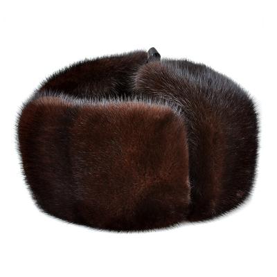 China COMMON Be In The Older Ear Genuine Warm Thicked Mink Fur Bomber Hat Winter Dad Gift Tag Of Great Demand for sale