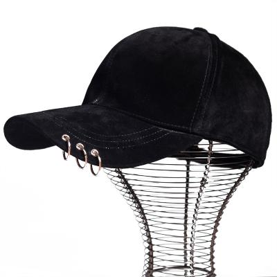 China Men's Winter Suede Hip Pop Unisex Genuine Leather Baseball Caps With Ring Women Sweetwear Fashion Gray Chapeau Homme for sale