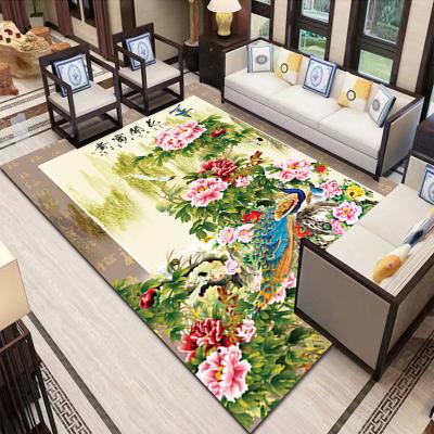 China Europe Style Chinese Style Flower and Bird Work Fine Living Room Boreal Blooming Crystal Velvet Soft Easy Clean Carpet for sale