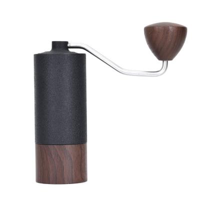 China Mini Steel Burr Coffee Grinder Hand Held Eco-Friendly Wood Handle PORTABLE Camping Manual Coffee Grinder for sale