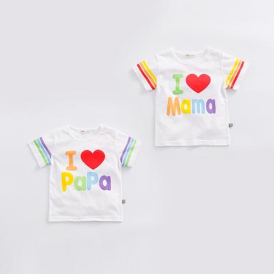 China Breathable Wholesale 1 Dollar Clothes Pima Cotton I Love Moms And Dads White Baby T-Shirts for sale