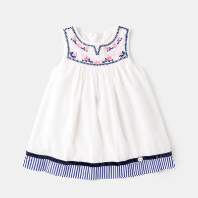 China Breathable Shopping Clothes Todder Girl Baby Girl Sleeveless White Dresses for sale