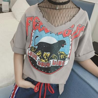 China Wholesale Alibaba Tagless Viable Child T-shirts Kid's V-Neck Patch Work Multi Colored T Shirts for sale