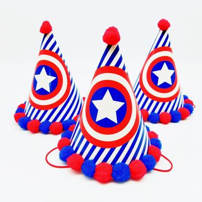 China Widely Used Multi Colors Striped Cone Kids Birthday Hat Supplies Party Hats Paper for sale