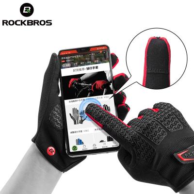 China Silicone +SBR Damping Windproof Protection ROCKBROS Cycling Gloves Touch Screen Riding Thermal Warm Winter Autumn Bike Gloves MTB Bike Bicycle Gloves Motorcycle for sale