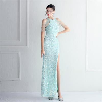 China Dry Cleaning Sequin Dresses for Lady Elegant Luxury Dress Halter Party Fashion Woman's Prom Sexy Trumpet Evening Dresses for sale