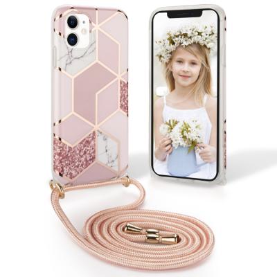 China Fashion Design Anti-drop Cross - Body Shockproof Marble Phone Case For iPhone 11 7 8 plus Pro XS XR Se Max 2020 With Lanyard Neck Strap for sale