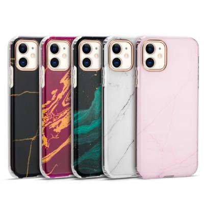 China Anti-fall double layer electroplating marble women phone case for iPhone 12 pro XS max XR X 8 7 plus 11 for sale