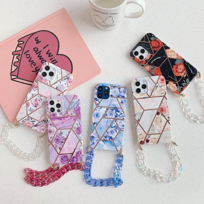 China Anti-fall Rose Flower Phone Case Wristband For iphone 12 11 pro X Max XR XS 7 8 plus Wrist Strap Hand Band Cover for sale