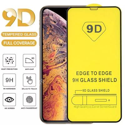 China Mobile Phone 9D Full Cover Glue Tempered Glass 9D Screen Protector For iPhone 11 12 13 pro XS Max XR X Samsung S21 plus S20 Fe A12 A02S A32 for sale